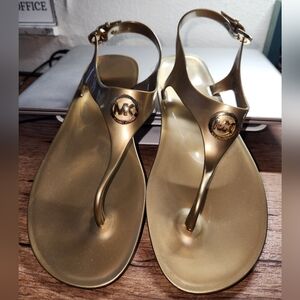 Michael Kors Gold T-Strap Sandals